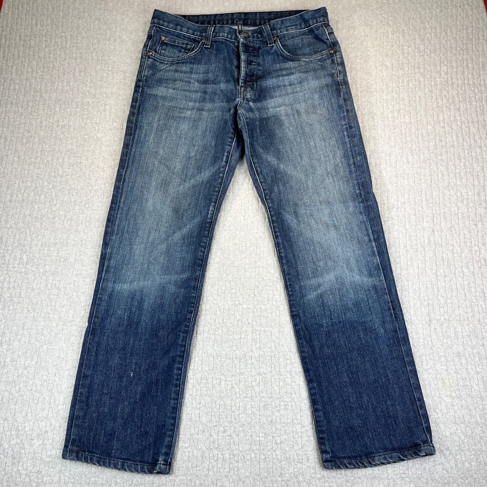 7 For All Mankind Relaxed Fit Blue Wash Denim Jeans Men 33/31X29 medium wash